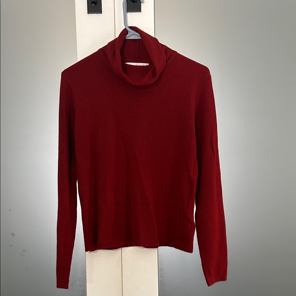 Jones New York Rich Red  Merino Wool  Cowl Neck Sweater